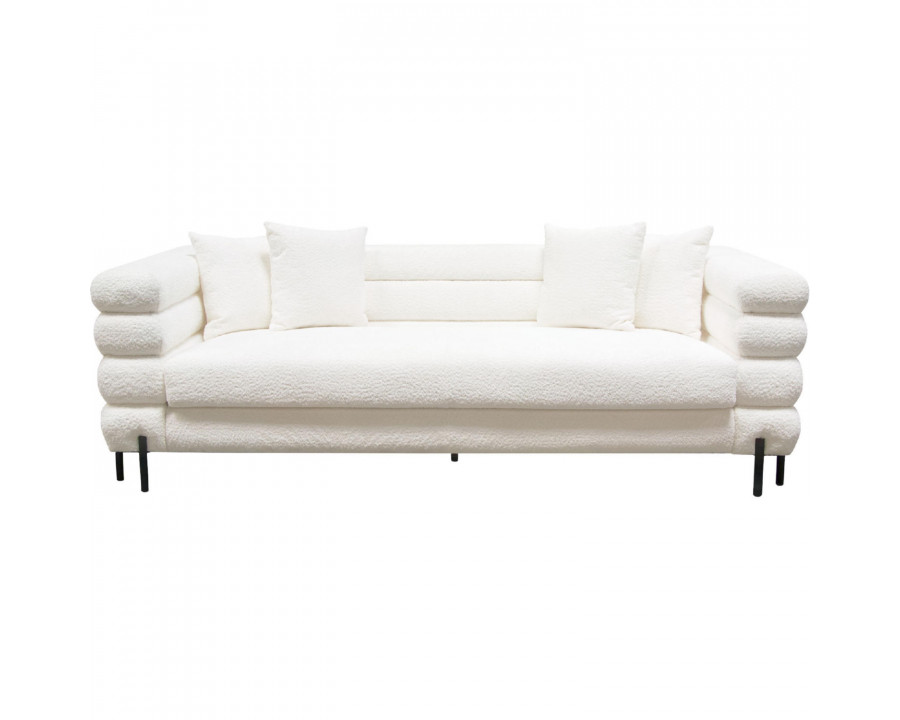 Diamond Sofa - Vox Faux Shearling Sofa with Black Powder Metal Legs in White