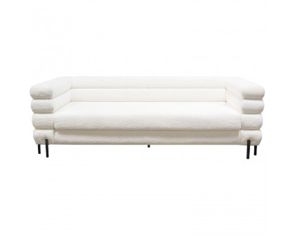 Diamond Sofa - Vox Faux Shearling Sofa with Black Powder Metal Legs in White