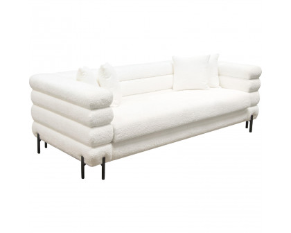 Diamond Sofa - Vox Faux Shearling Sofa with Black Powder Metal Legs in White