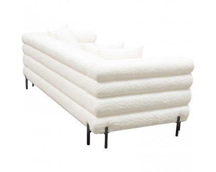 Diamond Sofa - Vox Faux Shearling Sofa with Black Powder Metal Legs in White