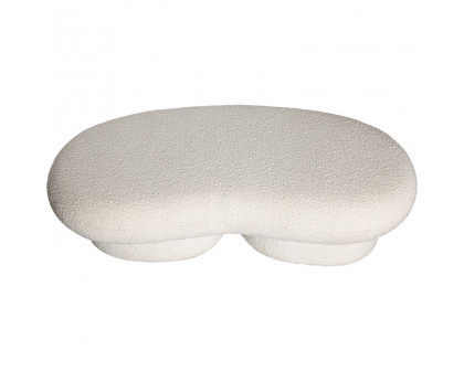 Diamond Sofa - Wave Boucle Fabric Curved Accent Bench in Ivory