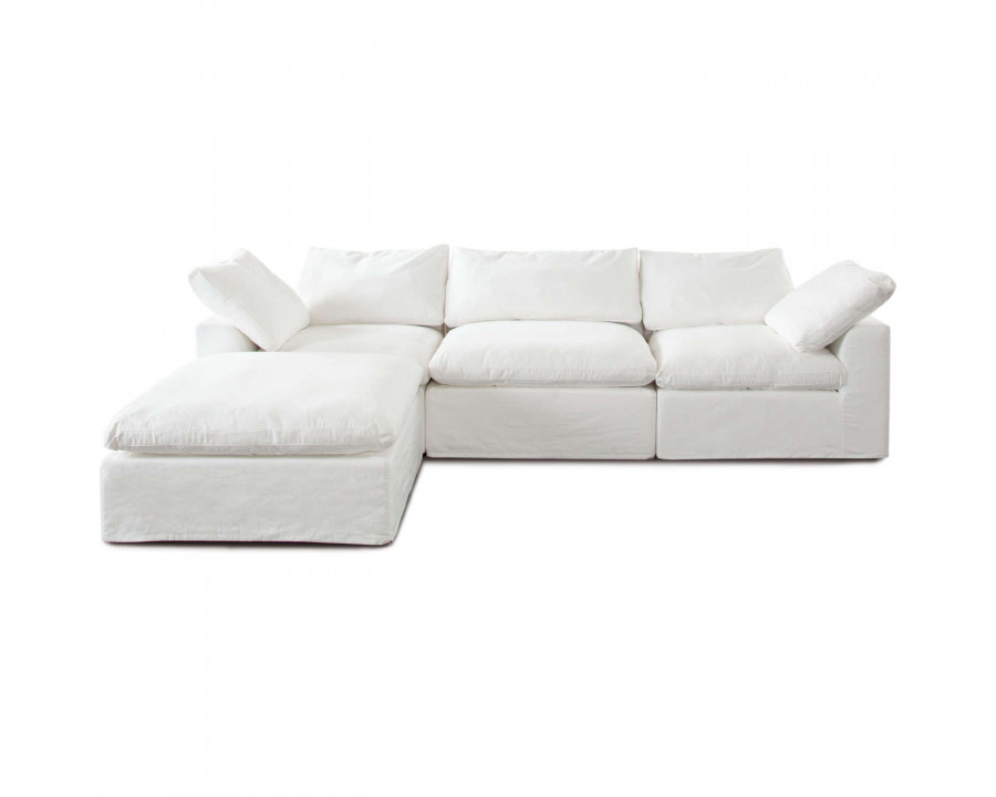 Diamond Sofa - Willow 4PC Linen Fabric Modular Reversible Chaise Sectional in White