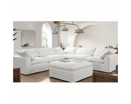 Diamond Sofa™ Willow Linen Fabric Ottoman - White