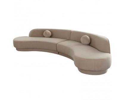 Diamond Sofa - Zelda Performance Velvet Modular Curved Armless Sofa & Chaise with Two Accent Pillow Balls