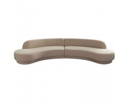 Diamond Sofa Zelda 2PC Performance Velvet Modular Curved Armless Chaise with Two Accent Pillow Balls - Light Camel