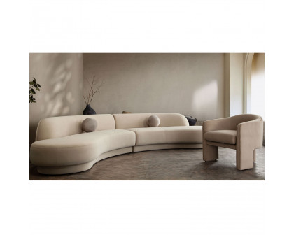 Diamond Sofa Zelda 2PC Performance Velvet Modular Curved Armless Chaise with Two Accent Pillow Balls - Light Camel