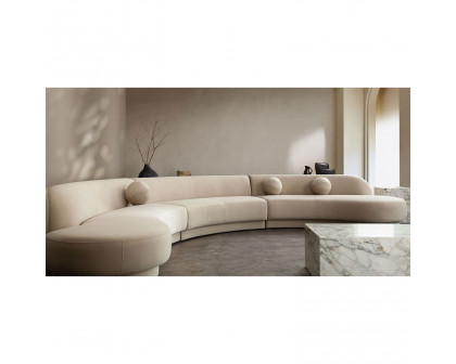 Diamond Sofa Zelda 3PC Performance Velvet Modular Curved Armless Sofa & Two Chaise with Three Accent Pillow Balls - Light Camel