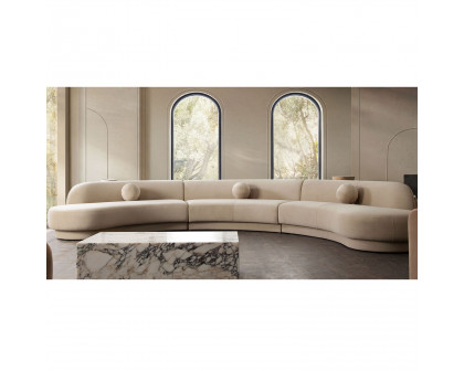 Diamond Sofa Zelda 3PC Performance Velvet Modular Curved Armless Sofa & Two Chaise with Three Accent Pillow Balls - Light Camel