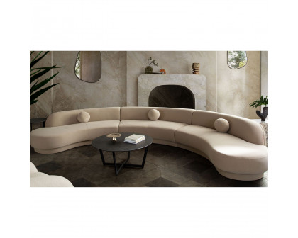 Diamond Sofa Zelda 3PC Performance Velvet Modular Curved Armless Sofa & Two Chaise with Three Accent Pillow Balls - Light Camel