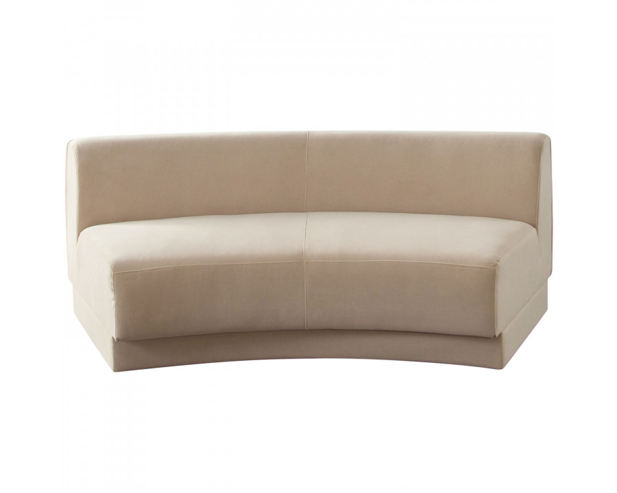 Diamond Sofa Zelda Performance Velvet Curved Armless Sofa with One Accent Pillow Ball - Light Camel