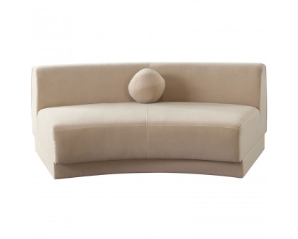 Diamond Sofa Zelda Performance Velvet Curved Armless Sofa with One Accent Pillow Ball - Light Camel