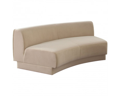 Diamond Sofa Zelda Performance Velvet Curved Armless Sofa with One Accent Pillow Ball - Light Camel