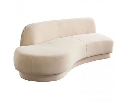 Diamond Sofa Zelda LF Performance Velvet Curved Chaise with One Accent Pillow Ball - Light Camel