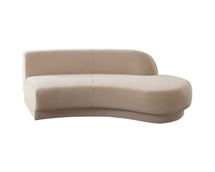 Diamond Sofa - Zelda Performance Velvet Curved Armless Sofa with One Accent Pillow Ball