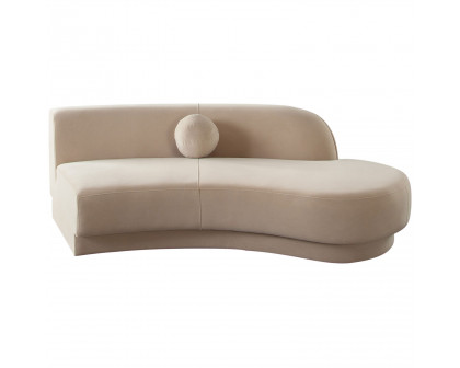 Diamond Sofa Zelda RF Performance Velvet Curved Chaise with One Accent Pillow Ball - Light Camel