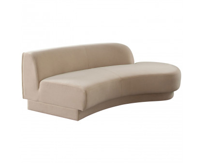 Diamond Sofa Zelda RF Performance Velvet Curved Chaise with One Accent Pillow Ball - Light Camel