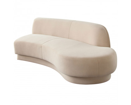 Diamond Sofa Zelda RF Performance Velvet Curved Chaise with One Accent Pillow Ball - Light Camel