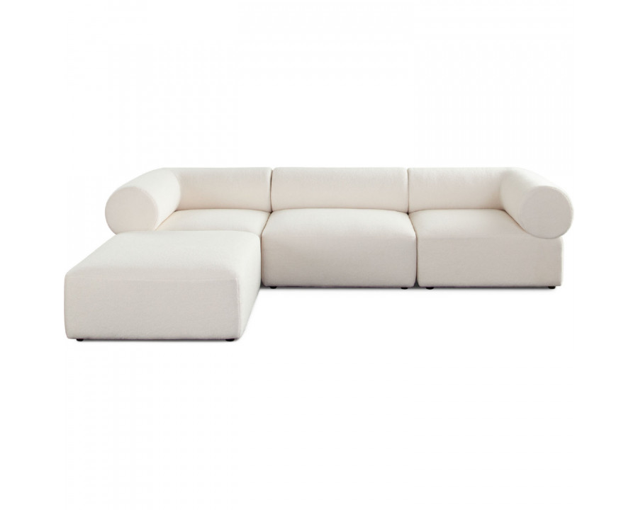 Diamond Sofa Zia 4PC Sherpa Fabric Modular Reversible Chaise Sectional - Ivory