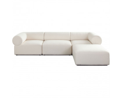 Diamond Sofa Zia 4PC Sherpa Fabric Modular Reversible Chaise Sectional - Ivory