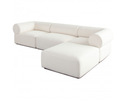 Diamond Sofa Zia 4PC Sherpa Fabric Modular Reversible Chaise Sectional - Ivory