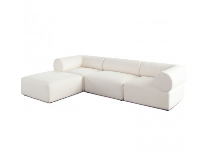 Diamond Sofa Zia 4PC Sherpa Fabric Modular Reversible Chaise Sectional - Ivory