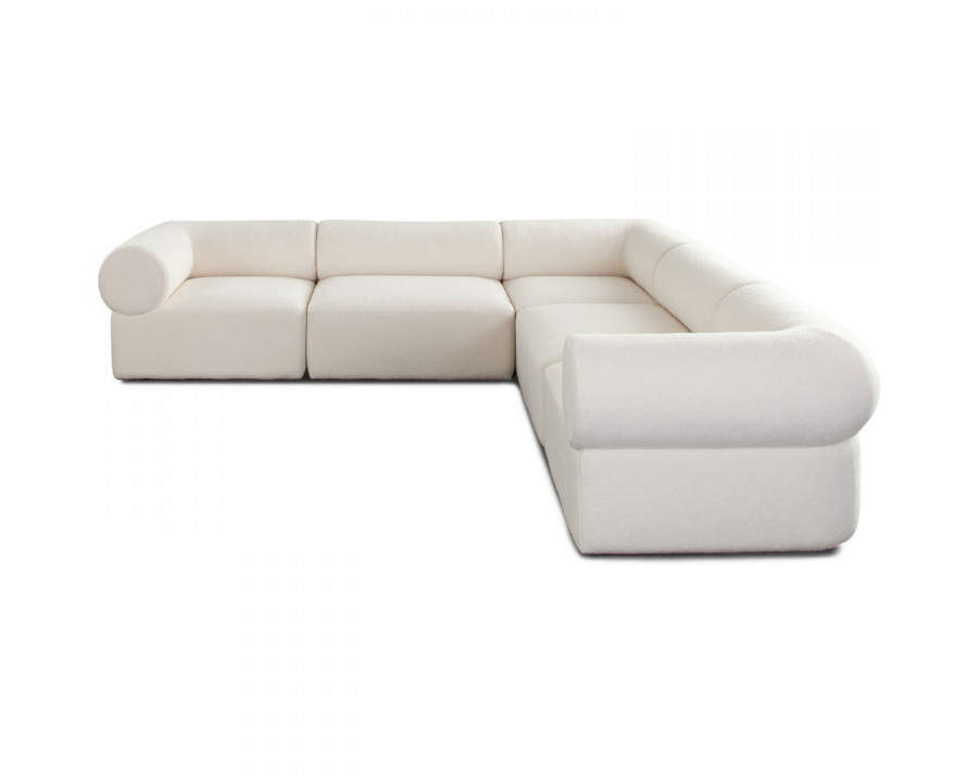 Diamond Sofa Zia 5PC Sherpa Fabric Corner Sectional - Ivory