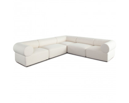 Diamond Sofa Zia 5PC Sherpa Fabric Corner Sectional - Ivory