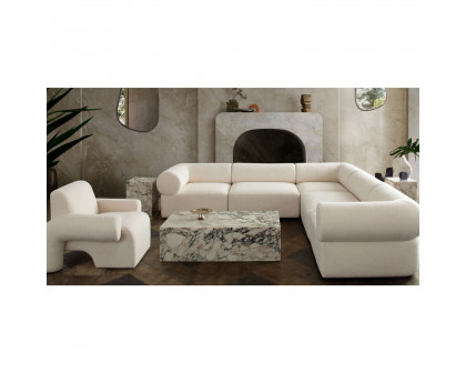 Diamond Sofa Zia 5PC Sherpa Fabric Corner Sectional - Ivory