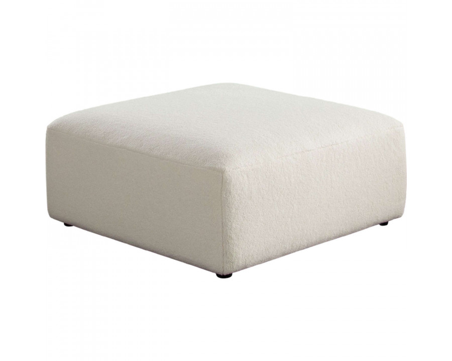 Diamond Sofa Zia Sherpa Fabric Ottoman - Ivory