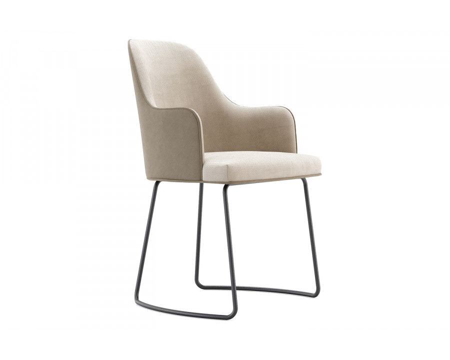 Domkapa Anna Chair with Armrest Metal Baseboard - Polished Stainless Steel