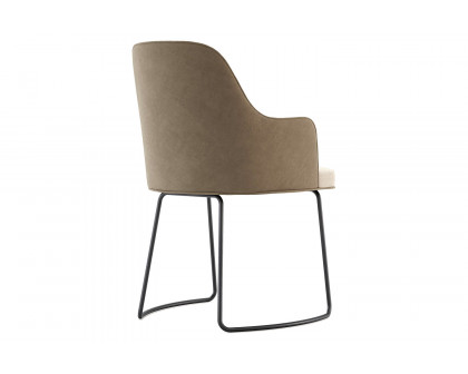 Domkapa Anna Chair with Armrest Metal Baseboard - Polished Stainless Steel