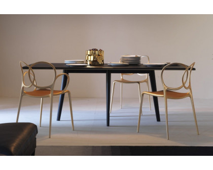 Driade François 82" Dining Table - Matt Mochaccino/Dark Brown