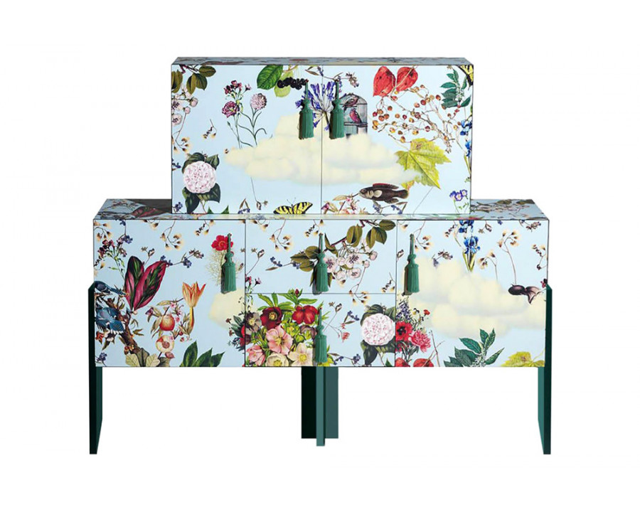 Driade Ziqqurat Floral Small Cabinet - Teal