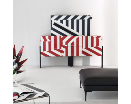 Driade Ziqqurat Striped Small Cabinet - Red Stripes/Black