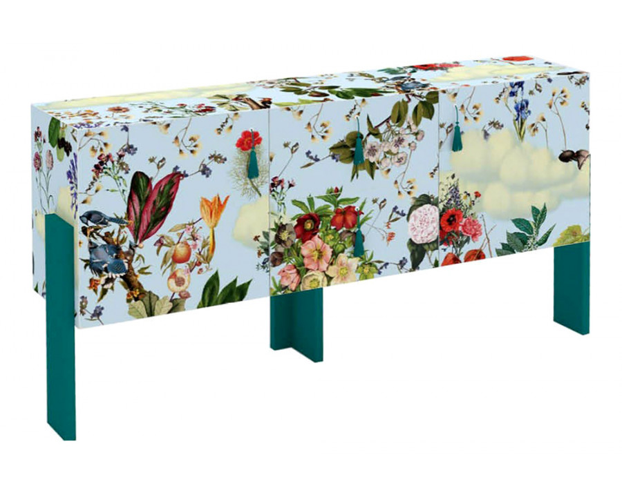 Driade Ziqqurat Floral Small Sideboard - Teal