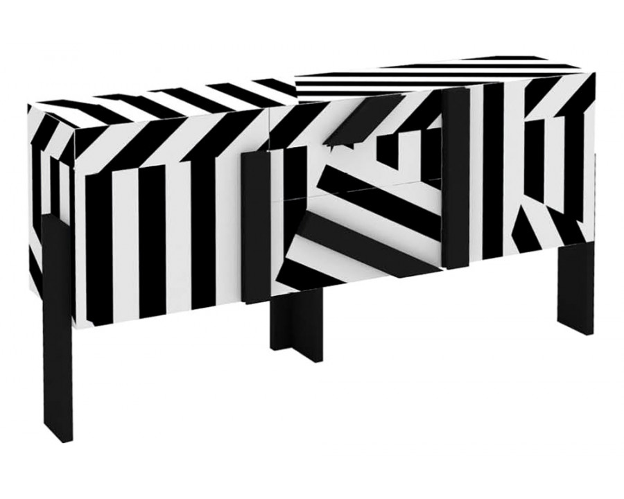 Driade Ziqqurat Striped Small Sideboard - White/Black