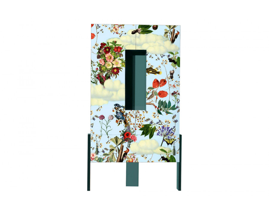 Driade Ziqqurat Floral Tall Wardrobe - Teal