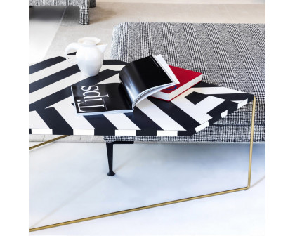 Driade Zagazig Striped Coffee Table - White/Black/Gold