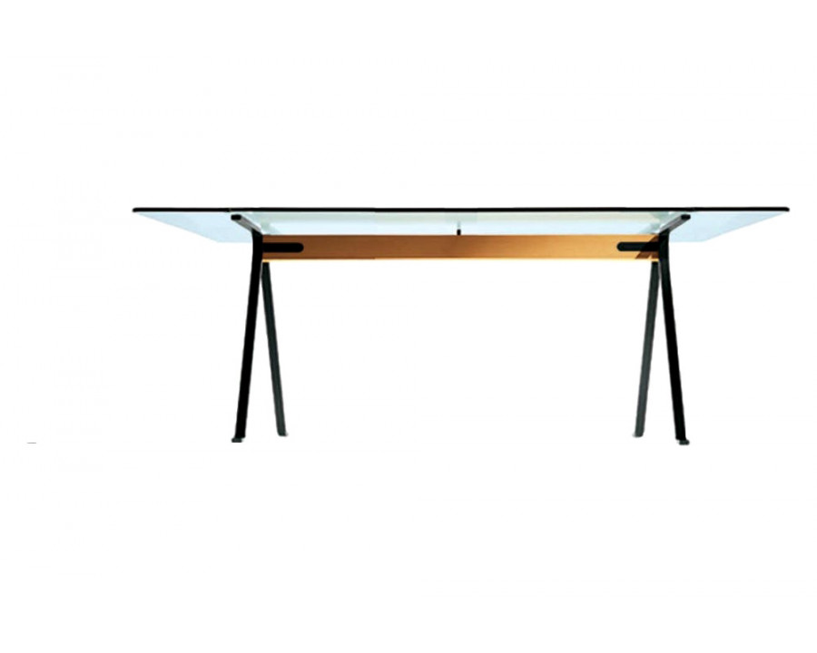 Driade Frate 82" Dining Table - Glass, Painted Steel, Beech