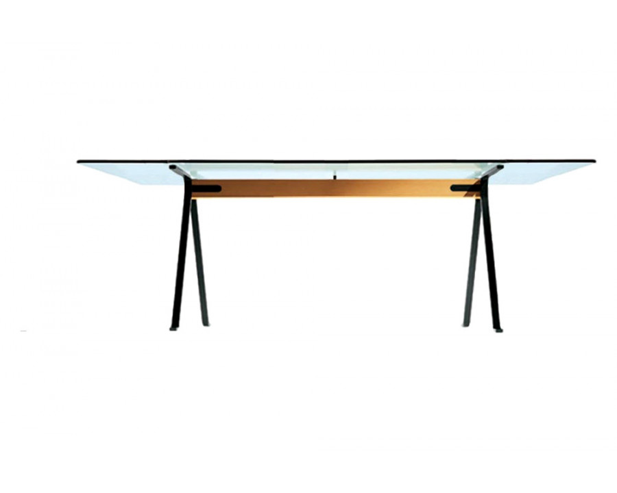 Driade Frate 88" Dining Table - Glass, Painted Steel, Beech