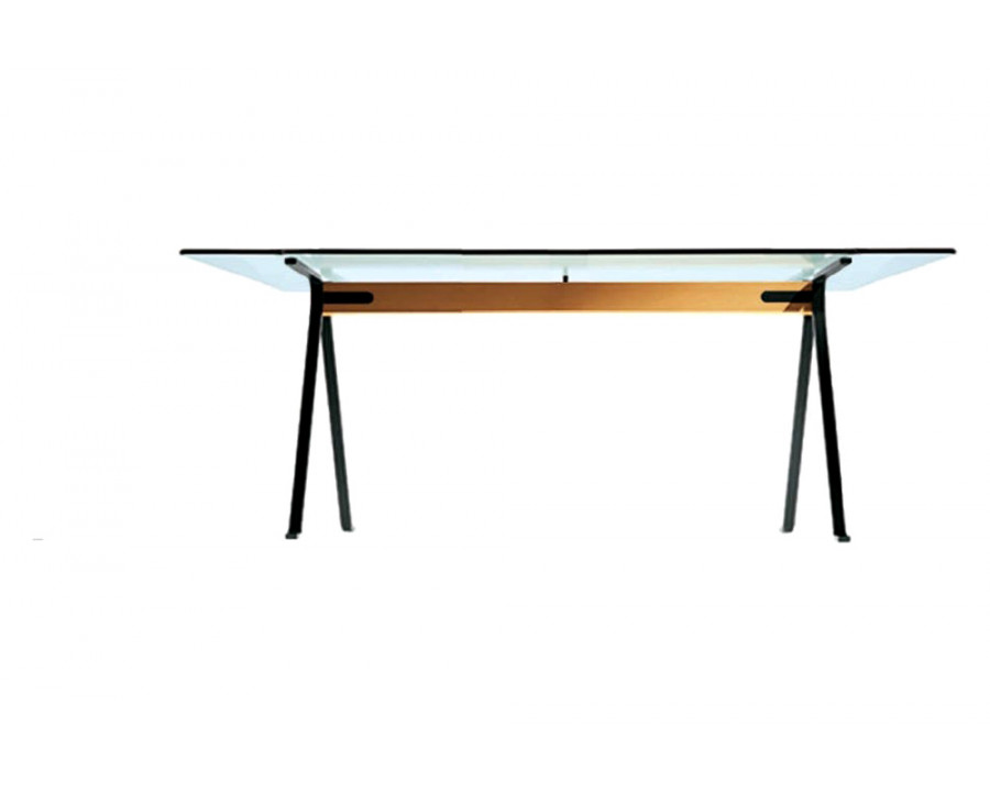 Driade Frate 78" Dining Table - Glass, Painted Steel, Beech