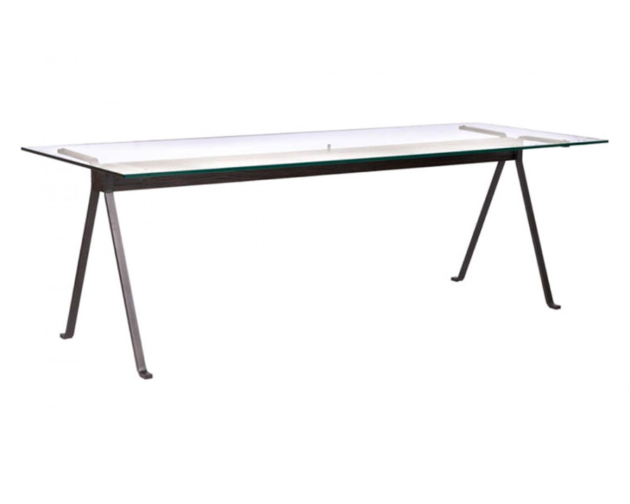 Driade Frate 88" Dining Table - Glass, Painted Steel, Oak