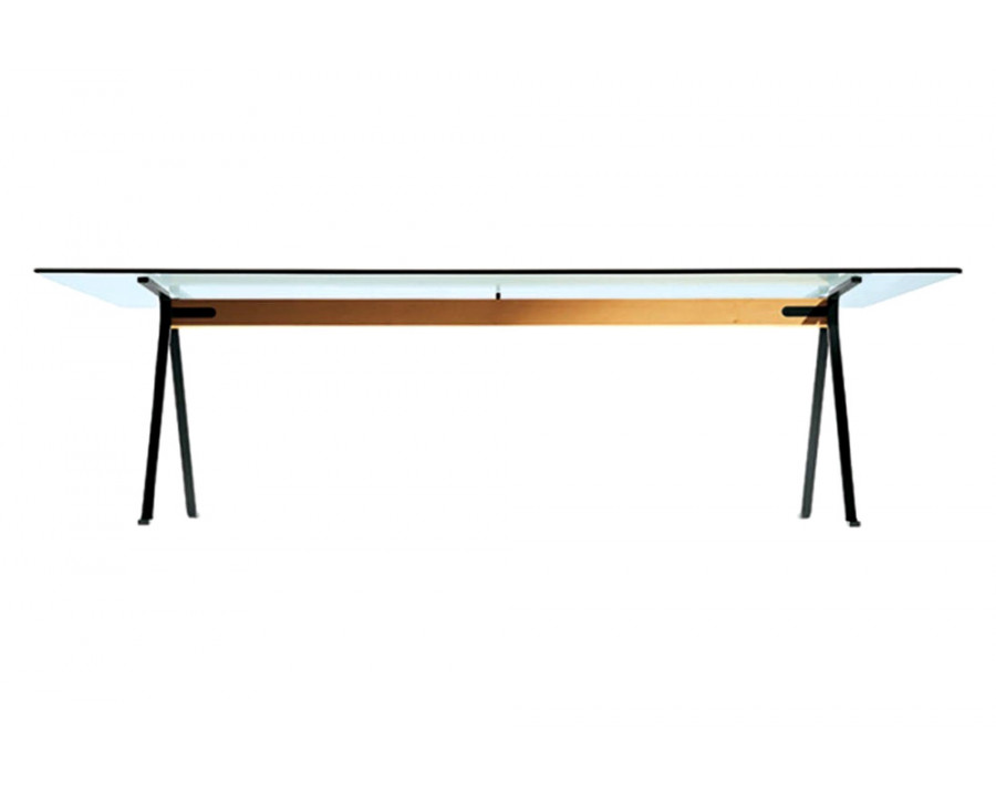 Driade Frate 118" Dining Table - Glass, Painted Steel, Beech