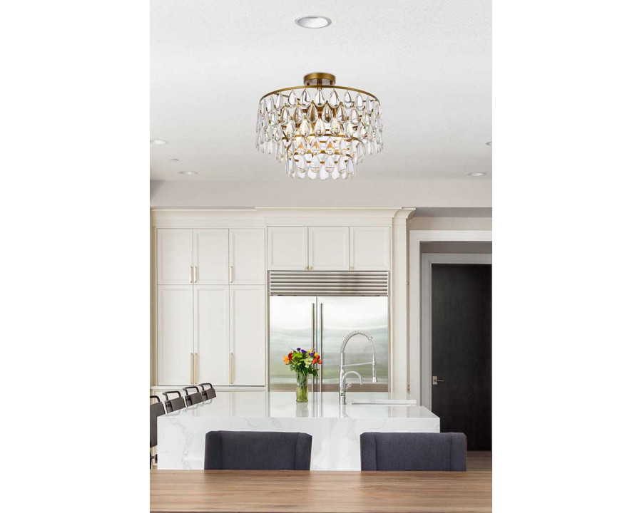 Elegant Flush Mount Light - Brass, L 18" (1103F18BR)