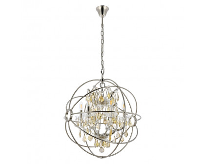 Elegant Urban Classic Geneva Collection Pendant Lamp - Polished Nickel/Gold, L 25" (1130D25PN-GT-RC)