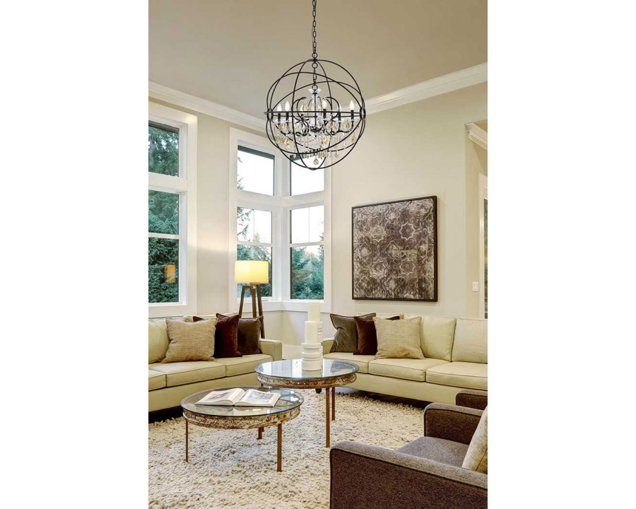 Elegant Urban Classic Geneva Collection Pendant Lamp - Dark Bronze/Gold, L 32" (1130D32DB-GT-RC)