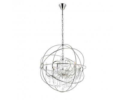 Elegant Urban Classic Geneva Collection Pendant Lamp - Polished Nickel, L 32" (1130D32PN-RC)