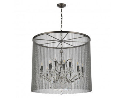 Elegant Vaille Crystal 15 Light Chandelier - Matte Black, L 36" (1131D36MB-RC)