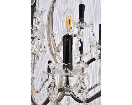 Elegant Vaille Crystal 15 Light Chandelier - Matte Black, L 44" (1131G44MB-RC)