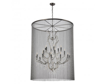 Elegant Vaille Crystal 15 Light Chandelier - Matte Black, L 44" (1131G44MB-RC)